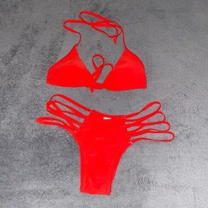 Red Two Piece Bathing Suit